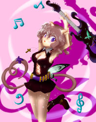 Rule 34 | 1girl, absurdres, animal ears, boots, cat ears, cat tail, electric guitar, guitar, highres, hunter x hunter, instrument, neferpitou, tail, wavy hair