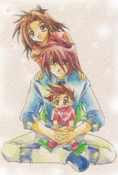 Rule 34 | 00s, anna irving, family, kratos aurion, lloyd irving, short hair, simple background, tales of (series), tales of symphonia