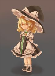 Rule 34 | 1girl, apron, arms behind back, bad id, bad pixiv id, black dress, blonde hair, braid, child, curiosities of lotus asia, dress, female focus, hair ribbon, hat, hat ribbon, hutaba123, kirisame marisa, ribbon, smile, solo, touhou, waist apron, witch, witch hat, yellow eyes, aged down