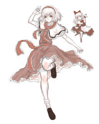 Rule 34 | 1girl, alice margatroid, bobby socks, capelet, doll, doll joints, dress, female focus, hairband, highres, jewelry, joints, kuro suto sukii, loafers, monochrome, ring, sash, shanghai doll, shoes, short hair, smile, socks, solo, touhou, white socks