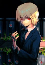 Rule 34 | 1boy, blonde hair, chain, closed mouth, eyeball, formal, hungry clicker, hunter x hunter, jewelry, kurapika, long sleeves, male focus, necktie, red eyes, ring, shirt, solo, suit, white shirt