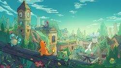 Rule 34 | :d, alarm clock, altaria, artist name, bewear, blue sky, building, bulbasaur, charmander, chatot, clock, closed mouth, cloud, commentary, creatures (company), day, english commentary, fire, flame-tipped tail, flower, flying, game freak, gen 1 pokemon, gen 2 pokemon, gen 3 pokemon, gen 4 pokemon, gen 5 pokemon, gen 7 pokemon, highres, house, industrial pipe, joltik, larvitar, looking to the side, meowth, military vehicle, minun, moss, motor vehicle, nintendo, no humans, on roof, open mouth, outdoors, overgrown, pidove, plant, plant roots, plusle, pokemon, pokemon (creature), poqu, post-apocalypse, power lines, red eyes, red flower, rock, scenery, skiploom, skitty, sky, smile, smokestack, squirtle, starly, steel beam, tank, tree, unfezant, unfezant (male), utility pole, vines, water tower, window