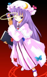 Rule 34 | 1girl, crescent, female focus, hat, long hair, michii yuuki, patchouli knowledge, purple hair, solo, spell card, touhou