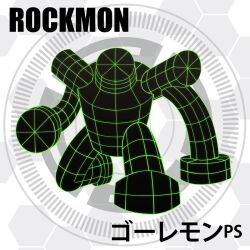 black_skin colored_skin digimon digimon_(creature) golem golemon_(ps) highres no_eyes no_mouth wireframe