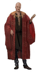 Rule 34 | 1boy, bald, black footwear, black legwear, concept art, full body, grey eyes, hand up, highres, hunting era, jewelry, male focus, necklace, old, old man, red robe, robe, sangsoo jeong, sheath, simple background, sketch, smile, standing, tunic, white background, wide sleeves
