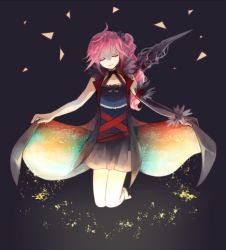Rule 34 | 10s, 1girl, barefoot, closed eyes, final fantasy, final fantasy xiii, gloves, gothic lolita, lace gloves, lightning returns: final fantasy xiii, lolita fashion, lumina (ffxiii), pink hair, side ponytail, single glove, solo, yosiharu4480