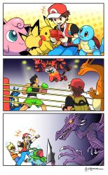 Rule 34 | +++, charizard, comic, creatures (company), emcee, game freak, gen 1 pokemon, gen 2 pokemon, gen 4 pokemon, gloom (expression), glowing, highres, ivysaur, jigglypuff, little mac, lucario, lucas (mother 3), male focus, metroid, mother (game), nintendo, pichu, pikachu, poke ball, poke ball (basic), pokemon, pokemon (creature), red (pokemon), red (pokemon frlg), ridley, shaded face, silent comic, squirtle, super smash bros.