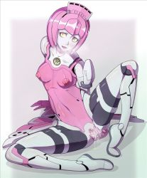 Rule 34 | 1girl, android, breasts, covered erect nipples, elenor camuel, female focus, phantasy star, phantasy star online, pink eyes, pussy, racaseal, solo, spread pussy, tagme, third-party edit