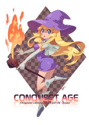 Rule 34 | ass, bf. (sogogiching), blonde hair, blue eyes, boots, fire, gloves, hat, solo, staff, witch hat