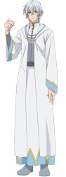Rule 34 | 1boy, blue eyes, closed mouth, geunyeoga gongjagjeolo gaya haessdeon sajeong, hand up, heika demint, highres, long hair, looking at viewer, serious, shoes, solo, transparent background, very long hair, white hair, white tunic
