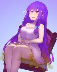 Rule 34 | 13o, 1girl, chair, fart, fart, hands on stomach, highres, patchouli knowledge, purple eyes, purple hair, smell, tagme, touhou