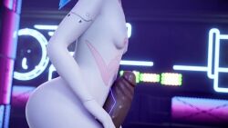 Rule 34 | 1girl, 2boys, 3d, all fours, animated, audible music, black panties, blowing kiss, body writing, breasts, colored sclera, cyberpunk (series), cyberpunk edgerunners, erection, green hair, grin, gs-mantis, high heels, jiggle, long hair, multiple boys, music, nipples, pale skin, panties, rebecca (cyberpunk), red sclera, sexually pleased, small breasts, smile, sound, tagme, thighs, thumbs up, topless, underwear, video