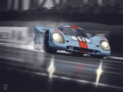 Rule 34 | 1boy, car, commentary, driving, english commentary, glowing, helmet, james gibson, le mans prototype, motion blur, motor vehicle, pedro rodriguez, porsche, porsche 917, race vehicle, racecar, real life, spot color, vehicle focus, watermark, web address