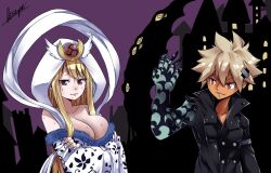 Rule 34 | 1girl, bare shoulders, blonde hair, breasts, cleavage, collarbone, dead rock, fairy tail, highres, japanese clothes, large breasts, long hair, red eyes, selene (fairy tail)