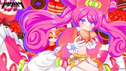 Rule 34 | 1girl, artist request, food, gula (magicami), highres, looking at viewer, magicami, official art, official wallpaper, sweets