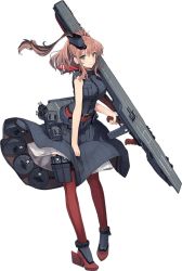 Rule 34 | 10s, 1girl, black dress, black shirt, black skirt, breast pocket, breasts, dress, drum magazine, flight deck, full body, garter straps, grey eyes, gun, hair between eyes, holding, holding weapon, kantai collection, large breasts, looking at viewer, machinery, magazine (weapon), neckerchief, official art, pocket, red hair, red neckerchief, red thighhighs, roundel, saratoga (kancolle), saratoga kai (kancolle), saratoga mk ii (kancolle), shirt, shizuma yoshinori, skirt, sleeveless, sleeveless dress, sleeveless shirt, smile, solo, standing, submachine gun, thighhighs, thompson submachine gun, transparent background, trigger discipline, weapon, wind, wind lift