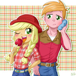 Rule 34 | 1boy, 1girl, aged down, applejack, big macintosh, candy apple, food, my little pony, my little pony: equestria girls, my little pony: friendship is magic, personification, tagme, uotapo
