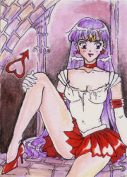 Rule 34 | 1990s (style), bishoujo senshi sailor moon, breasts, cleavage, hino rei, lowres, purple hair, sailor mars, torn clothes