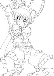 Rule 34 | 1girl, abu, breasts squeezed together, breasts, greyscale, large breasts, monochrome, nel zelpher, nipples, panties, solo, square enix, star ocean, star ocean till the end of time, tentacles, thighhighs, underwear