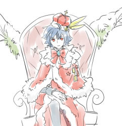Rule 34 | 1boy, ahoge, alternate costume, badge, blue hair, bow, bowtie, brooch, capelet, colored skin, cross, crown, empty eyes, feathers, fur trim, gloves, grey legwear, hat feather, hato moa, hatoful kareshi, jewelry, kawara ryouta, king, long sleeves, looking at viewer, male focus, no pupils, official art, personification, red eyes, simple background, smile, solo, star (symbol), throne, white background, white gloves, white skin, white wings, wings