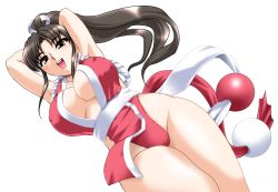 Rule 34 | 1girl, breasts, brown eyes, brown hair, cleavage, covered erect nipples, fatal fury, japanese clothes, large breasts, long hair, ninja, open mouth, panties, pelvic curtain, ponytail, revealing clothes, shiranui mai, smile, snk, solo, the king of fighters, thighs, toushi ryoku, underwear