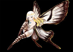 Rule 34 | 1girl, aerie (bravely default), black background, black eyes, bravely default: flying fairy, bravely default (series), butterfly wings, fairy, fairy wings, female focus, insect wings, medium hair, pointy ears, simple background, solo, tim (a9243190a), white hair, wings