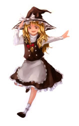Rule 34 | 1girl, blonde hair, female focus, full body, hat, kirisame marisa, shippori, shishou, simple background, skirt, solo, touhou, white background, witch, witch hat
