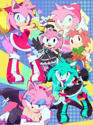 Rule 34 | 1girl, :&gt;, :3, absurdres, adapted costume, aetherion, alternate costume, alternate hair color, amitie (puyopuyo), amitie (puyopuyo) (cosplay), amy rose, animal ears, animal nose, aqua eyes, aqua footwear, aqua hair, aqua necktie, arm up, arms up, artist name, asymmetrical gloves, back bow, bare shoulders, bat wings, beanie, belt, black bodysuit, black dress, black eyes, black footwear, black gloves, black headwear, black skirt, black thighhighs, blue background, blue eyeshadow, blue footwear, blue gloves, blue sclera, blue shirt, blush, body fur, bodysuit, boots, bow, breasts, cleavage, clenched hand, closed mouth, collarbone, collared shirt, colored sclera, cosplay, dress, elbow gloves, eyeshadow, fang, female focus, flat chest, frilled dress, frills, full body, furry, furry female, gloves, gothic lolita, green eyes, green shirt, hairband, half-closed eyes, hammer, hand on own hip, hand up, happy, hat, hatsune miku, hatsune miku (cosplay), head rest, heart, heart in eye, heel up, highres, holding, holding hammer, holding megaphone, huge weapon, index finger raised, knee boots, leaning forward, leg up, light blush, lolita fashion, looking at viewer, looking to the side, makeup, medium breasts, megaphone, mini hat, mini top hat, miniskirt, mismatched gloves, multicolored eyes, multiple views, necktie, number tattoo, official alternate costume, orange skirt, outstretched arm, pigeon-toed, pink eyes, pink fur, pink hair, pink headwear, pink pupils, pink shorts, pleated skirt, pointing, puffy short sleeves, puffy sleeves, purple thighhighs, puyopuyo, red dress, red hairband, rouge the bat, rouge the bat (cosplay), seductive smile, see-through, shiny clothes, shiny skin, shirt, shoes, short hair, short shorts, short sleeves, shorts, shoulder tattoo, sidelocks, sideways mouth, signature, skin tight, skirt, sleeveless, sleeveless dress, sleeveless shirt, small breasts, smile, sneakers, sonic (series), sonic cd, sonic runners, sonic the hedgehog (classic), standing, standing on one leg, symbol in eye, tail, tattoo, thighhighs, tilted headwear, tongue, tongue out, top-down bottom-up, top hat, two-tone fur, vocaloid, weapon, white footwear, white gloves, wings, yellow fur
