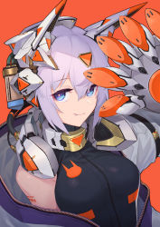 Rule 34 | 1girl, animal hands, artist name, barcode, barcode tattoo, blue eyes, breasts, choker, fang, fang out, gloves, hair between eyes, hand up, headgear, headphones, headphones around neck, highres, jacket, jacket partially removed, light purple hair, long sleeves, mechanical ears, mechanical gloves, nakamura eight, open clothes, open jacket, original, paw gloves, short hair, shoulder tattoo, sleeveless, solo, tattoo, triangle hair ornament, unzipped