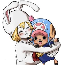 Rule 34 | 1boy, 1girl, age difference, animal, carrot (one piece), one piece, rabit, smile, tail, tony tony chopper