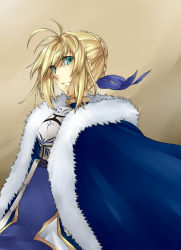 Rule 34 | 1girl, absurdres, ahoge, armor, armored dress, artoria pendragon (fate), blonde hair, cape, dress, fate/stay night, fate (series), green eyes, highres, nashoki, ponytail, saber (fate), solo