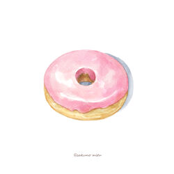 Rule 34 | 39no39, artist name, doughnut, food, food focus, icing, no humans, original, shadow, simple background, still life, white background