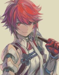 Rule 34 | 1girl, arm guards, armor, elbow gloves, fire emblem, fire emblem fates, garter straps, gloves, hinoka (fire emblem), holding, holding weapon, hungry clicker, nintendo, polearm, red eyes, red hair, scarf, short hair, shoulder armor, smile, solo, weapon