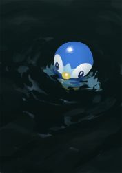 Rule 34 | afloat, bird, blue eyes, bright pupils, creatures (company), dark, from above, game freak, gen 4 pokemon, highres, nintendo, no humans, piplup, pokemon, pokemon (creature), rend, solo, water, white pupils