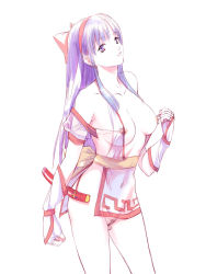 Rule 34 | 1girl, adapted costume, blue hair, bow, breasts, collarbone, female pubic hair, fingerless gloves, functionally nude, gloves, hair bow, hairband, highres, japanese clothes, labia piercing, labia rings, long hair, looking at viewer, medium breasts, nakoruru, nipple piercing, nipple rings, nipples, no panties, piercing, pubic hair, purple eyes, purple hair, pussy piercing, q azieru, samurai spirits, see-through, simple background, sketch, small areolae, snk, solo, standing, weapon, white background
