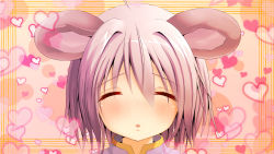 Rule 34 | 1girl, ahoge, animal ears, blush, close-up, closed eyes, greatmosu, grey hair, heart, highres, imminent kiss, mouse ears, nazrin, short hair, solo, touhou