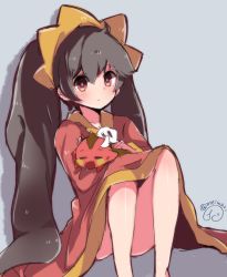 Rule 34 | 1boy, 1girl, artist name, ashley (warioware), black hair, blush, blush stickers, carrying, closed eyes, closed mouth, demon horns, dress, drooling, feet out of frame, hair between eyes, hairband, highres, horns, legs together, long hair, long sleeves, looking at viewer, meiwari, nintendo, open mouth, orange hairband, orange neckwear, red (warioware), red dress, red eyes, sidelocks, sitting, size difference, sleeping, twintails, warioware