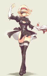 Rule 34 | 1girl, alice margatroid, arm up, bad id, bad pixiv id, black dress, black thighhighs, blindfold, blonde hair, book, boots, breasts, cleavage, cleavage cutout, clothing cutout, cosplay, crossed legs, dress, facing viewer, grey background, grimoire of alice, hairband, headband, highres, legs, long sleeves, nier:automata, nier (series), non (z-art), panties, pantyshot, simple background, sketch, solo, thigh boots, thighhighs, thighs, touhou, underwear, watson cross, wind, wind lift, 2b (nier:automata), 2b (nier:automata) (cosplay)