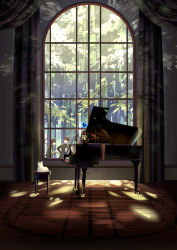 Rule 34 | 2boys, black hair, blurry, brown hair, bug, butterfly, cat, commentary, dappled sunlight, day, depth of field, gokuto jihen, grand piano, hand on own hip, hat, hirahara (gokuto jihen), hpknight, indoors, bug, instrument, lantern, light particles, male focus, military, military uniform, multiple boys, open mouth, peaked cap, piano, pickaxe, scenery, shadow, short hair, shovel, smile, sunlight, tagami (gokuto jihen), through window, tree, uniform, window, worktool