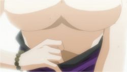 Rule 34 | 1girl, ageha (omamori himari), breasts, close-up, large breasts, omamori himari, out-of-frame censoring, screencap, solo
