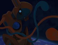 Rule 34 | . ., creatures (company), deoxys, deoxys (normal), earth (planet), game freak, gen 3 pokemon, highres, looking at viewer, mythical pokemon, nintendo, nishinori (24no71), no humans, no mouth, planet, pokemon, pokemon (creature), solo, space