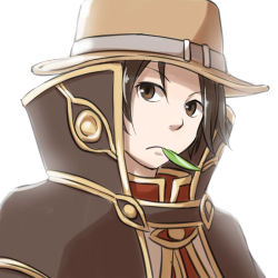 Rule 34 | 1boy, brown capelet, brown eyes, brown hair, brown hat, cape, capelet, closed mouth, commentary request, expressionless, hat, high collar, looking at viewer, looking to the side, male focus, natsuya (kuttuki), ragnarok online, red shirt, shirt, short hair, simple background, solo, upper body, white background, white cape, wizard (ragnarok online)