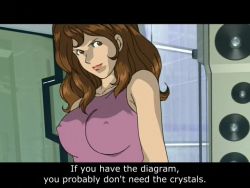 Rule 34 | 1girl, bare shoulders, breasts, brown eyes, brown hair, dress, covered erect nipples, large breasts, lips, lipstick, long hair, looking at viewer, lupin iii, makeup, mine fujiko, smile, standing, tms entertainment
