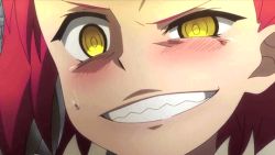Rule 34 | 1girl, animated, anime screenshot, beatrice flowerchild, fate/kaleid liner prisma illya, fate (series), lowres, red hair, tagme, teeth, tongue, yellow eyes