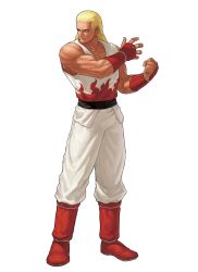 Rule 34 | 1boy, andy bogard, blonde hair, blue eyes, fatal fury, highres, male focus, muscular, official art, ogura eisuke, snk, solo, the king of fighters, the king of fighters xii, wrist guards