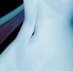 Rule 34 | 1girl, blue skin, close-up, colored skin, copyright request, head out of frame, navel, navel focus, solo, stomach, theartgun