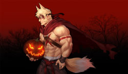 Rule 34 | 1boy, abs, animal ears, bara, bare pectorals, beard, brown pants, cape, carrying, chest belt, eye mask, facial hair, from side, hair ears, halloween, halloween costume, jacket, jacket on shoulders, large pectorals, leather, light brown hair, male focus, male underwear, male underwear peek, mature male, muscular, muscular male, navel, navel hair, nipples, original, pants, pectorals, red cape, rollingstonex6, short hair, solo, stomach, tail, underwear, white male underwear, wolf boy, wolf ears, wolf tail
