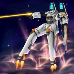 Rule 34 | atlas (voltron: legendary defender), character request, cloud, full body, glowing, glowing eyes, highres, lady-yuna7, laser, mecha, no humans, robot, science fiction, sky, space, spacecraft, spoilers, star (sky), starry sky, super robot, tagme, voltron: legendary defender, voltron (series)
