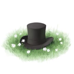 Rule 34 | aposine, flower, grass, hat, john bain, no humans, real life, top hat, white background