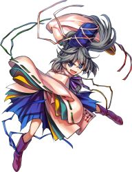 Rule 34 | 1girl, full body, harukawa moe, hat, japanese clothes, mononobe no futo, official art, silver hair, solo, touhou, transparent background, urban legend in limbo